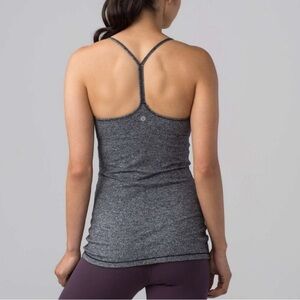 Lululemon Heathered Black Power Pose Y Tank Top Size 4